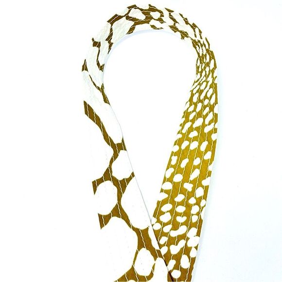 J. Crew Yellow White Abstract Animal Print 100% Cotton Slide Buckle Fabric Belt - Picture 8 of 10